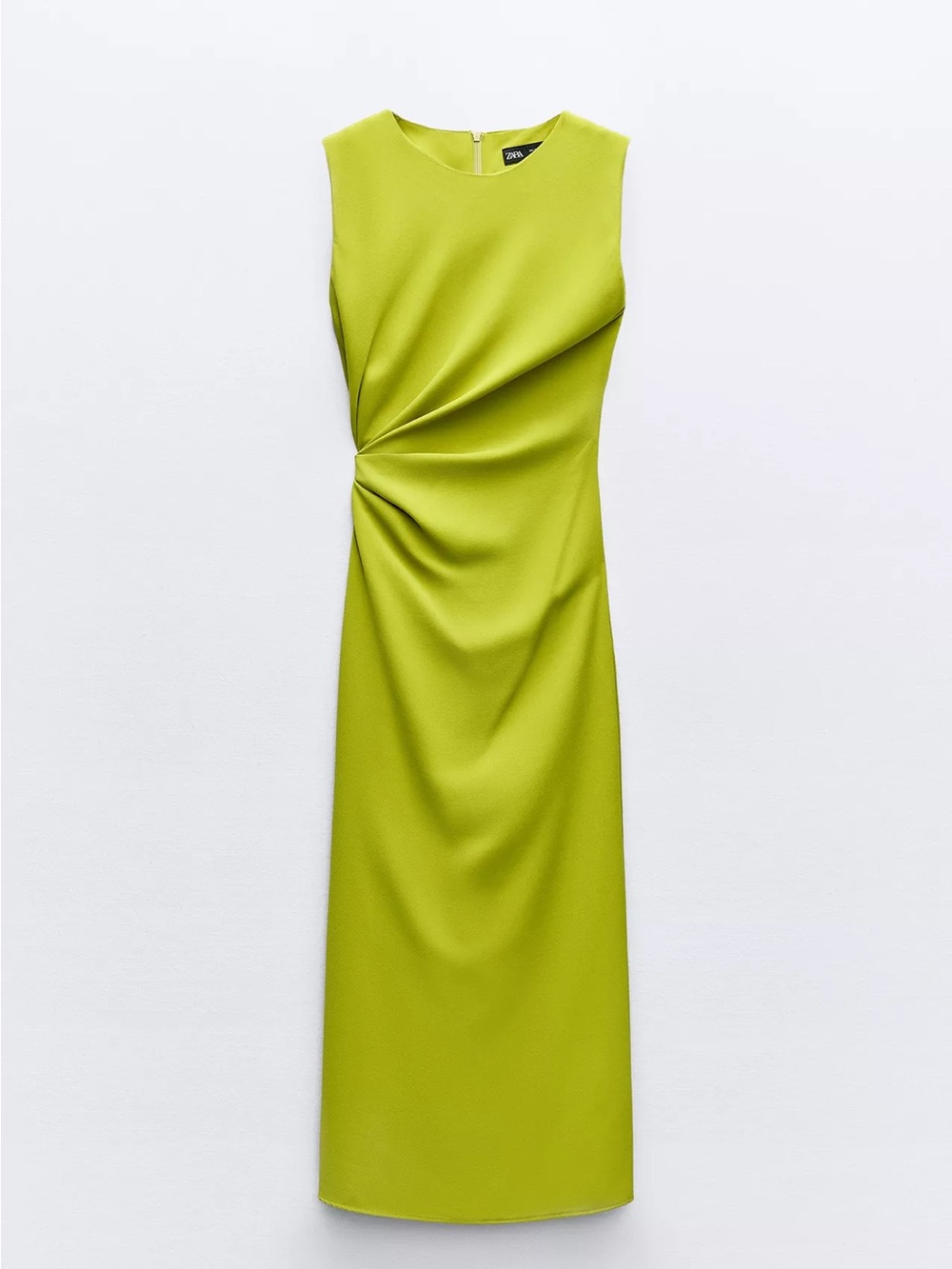 Zara Sleeveless Twist-Detail Lime Green Dress